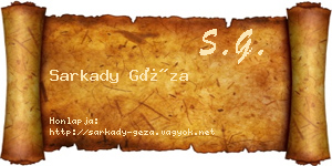 Sarkady Géza névjegykártya