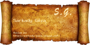 Sarkady Géza névjegykártya
